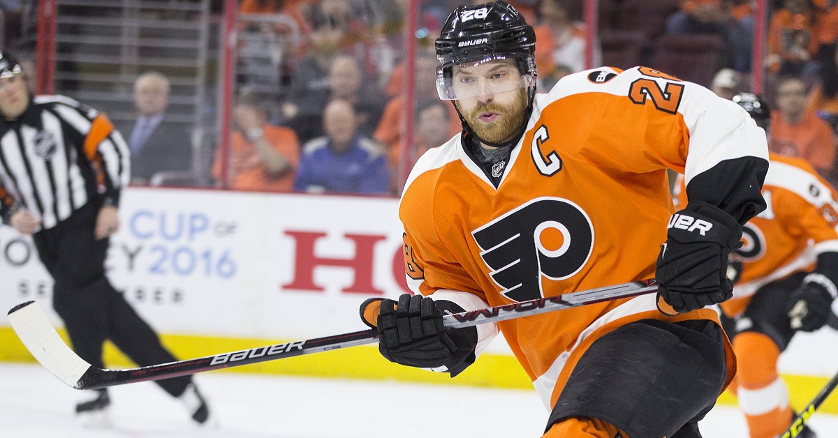 Breaking: Claude Giroux hurt by late hit after the play.