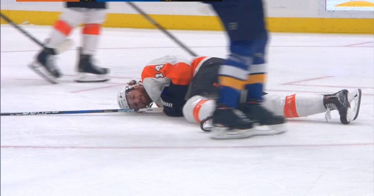 Schenn knocks one of his former teammates out of the game with a blindside hit.